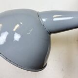 Industrial British Grey Enamel Factory Wall Lamp, 1960s