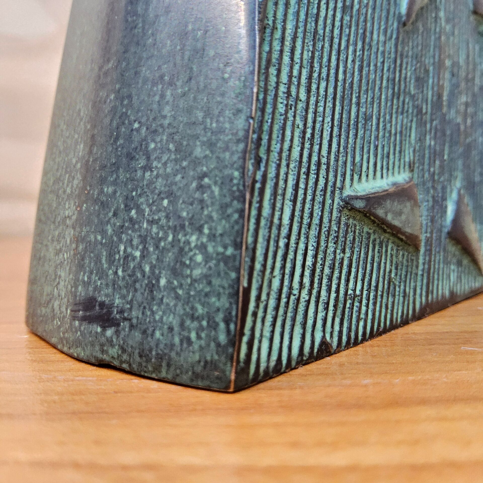 Unique vintage brutalist brass / bronze coloured vase