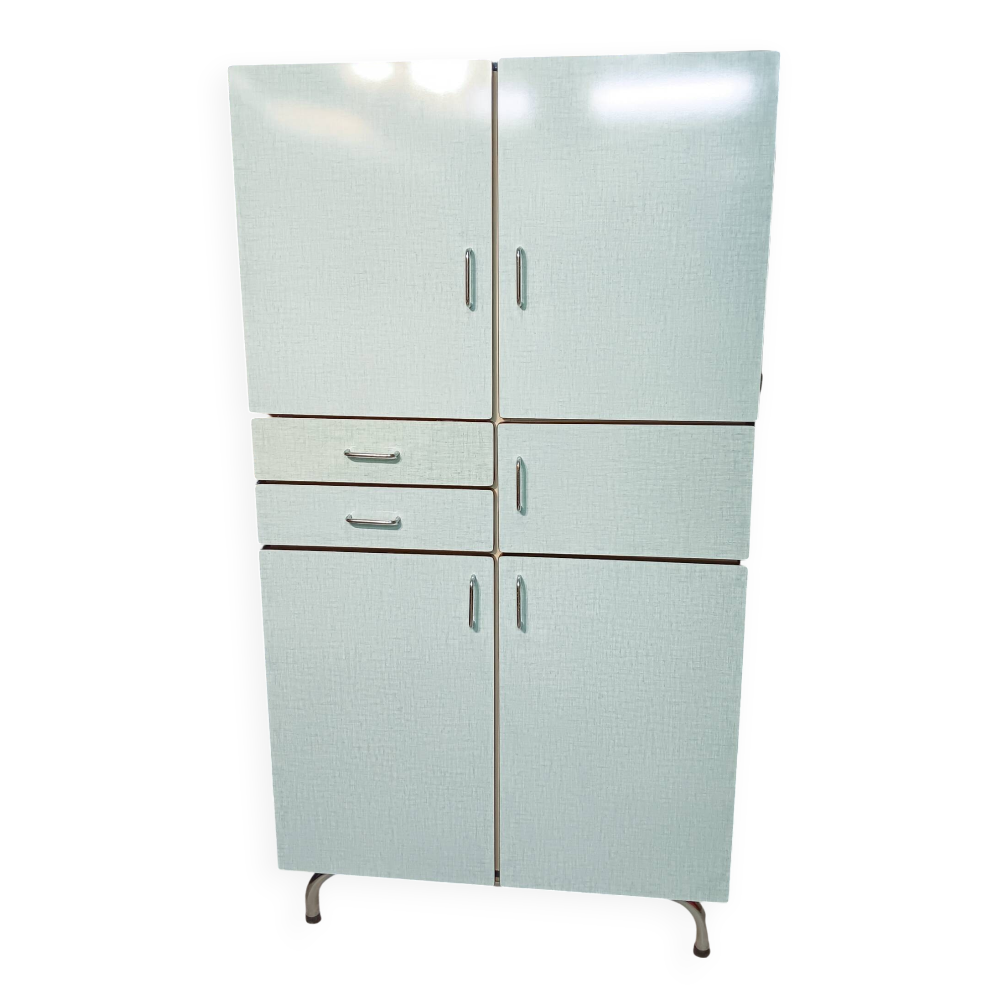 Buffet colonne vintage Formica bleu-vert