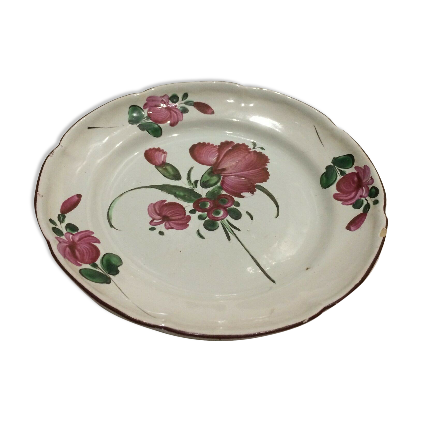 Eastern earthenware plate the Islettes flower bouquet decoration