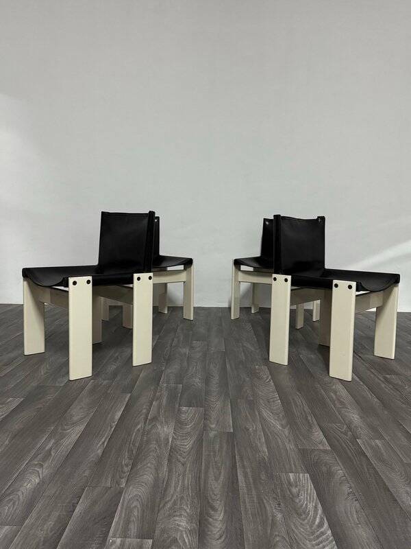 Monk Chairs attributed to Afra & Tobia Scarpa for Molteni&C, 1980s, Set of 4