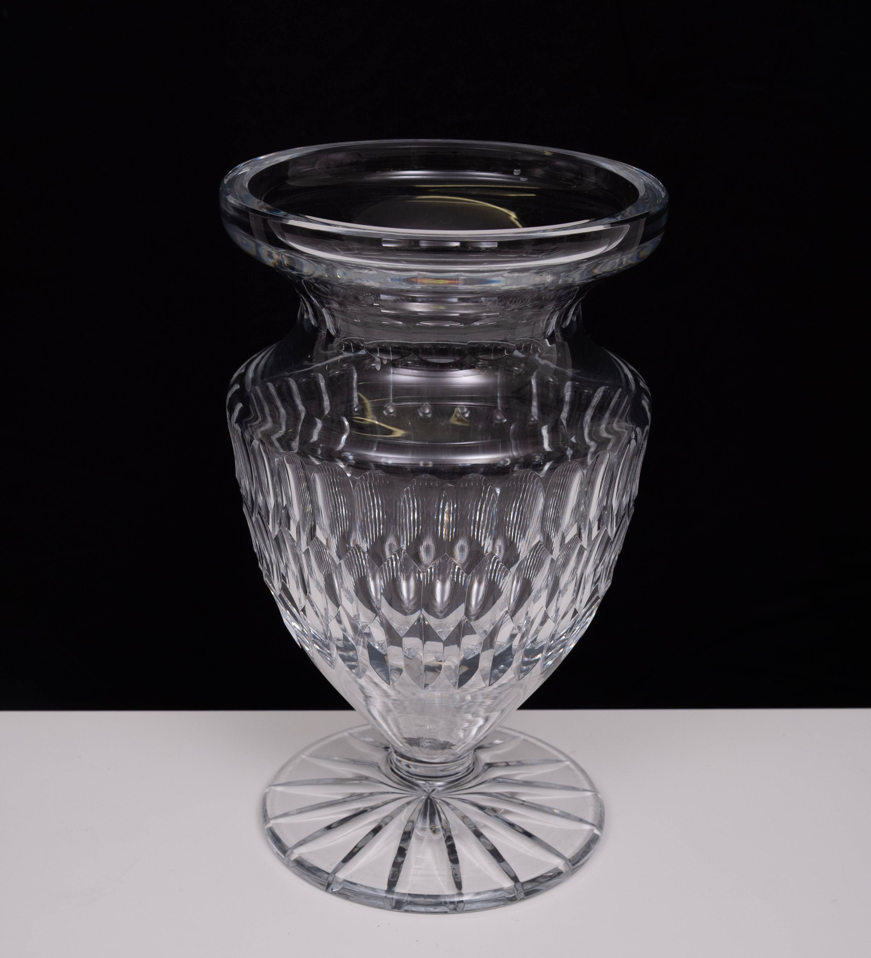 Large Cut Crystal Glass Vase 1960s Belgium