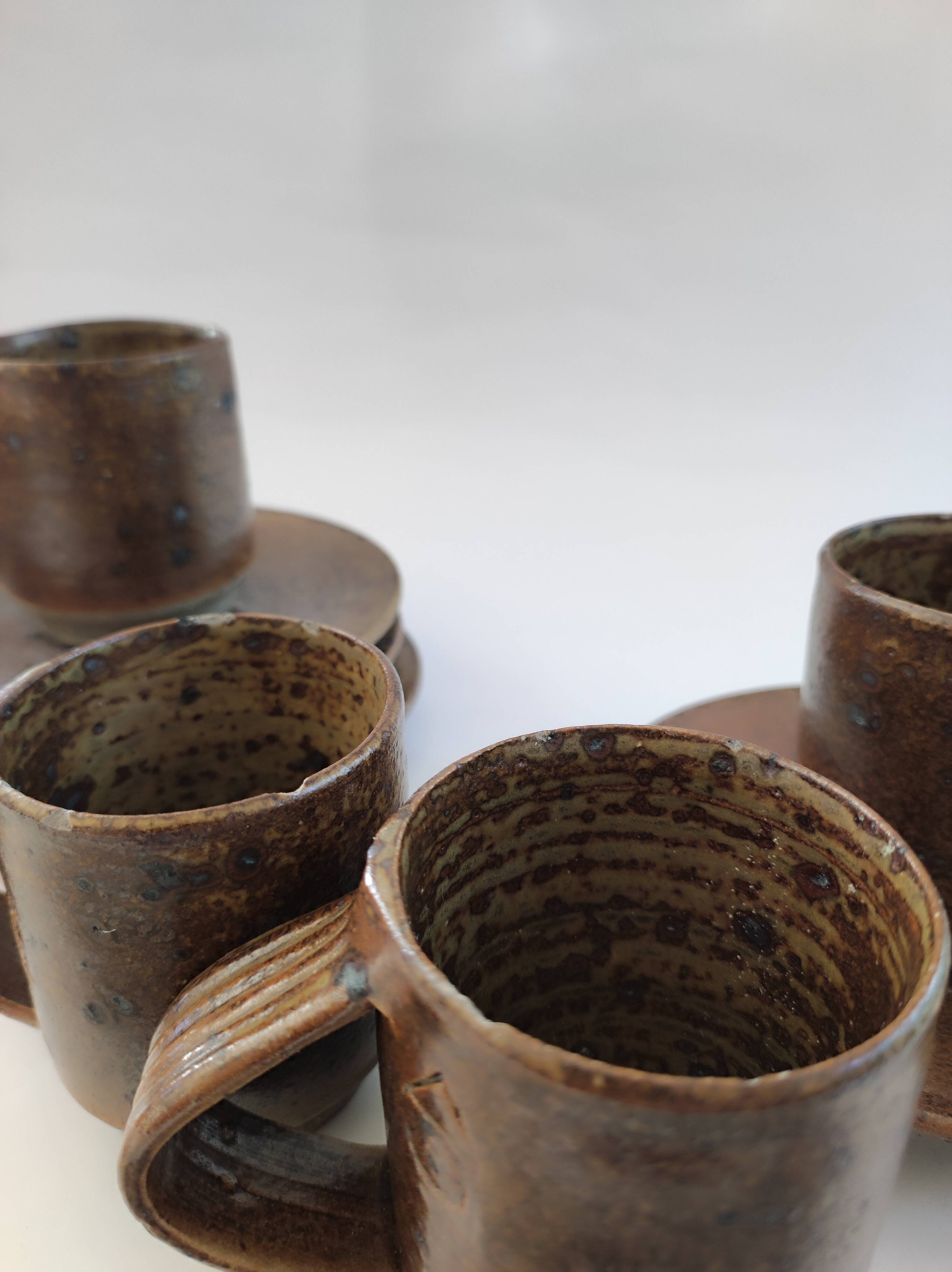 Lot de 4 tasses à café en grès de Puisaye
