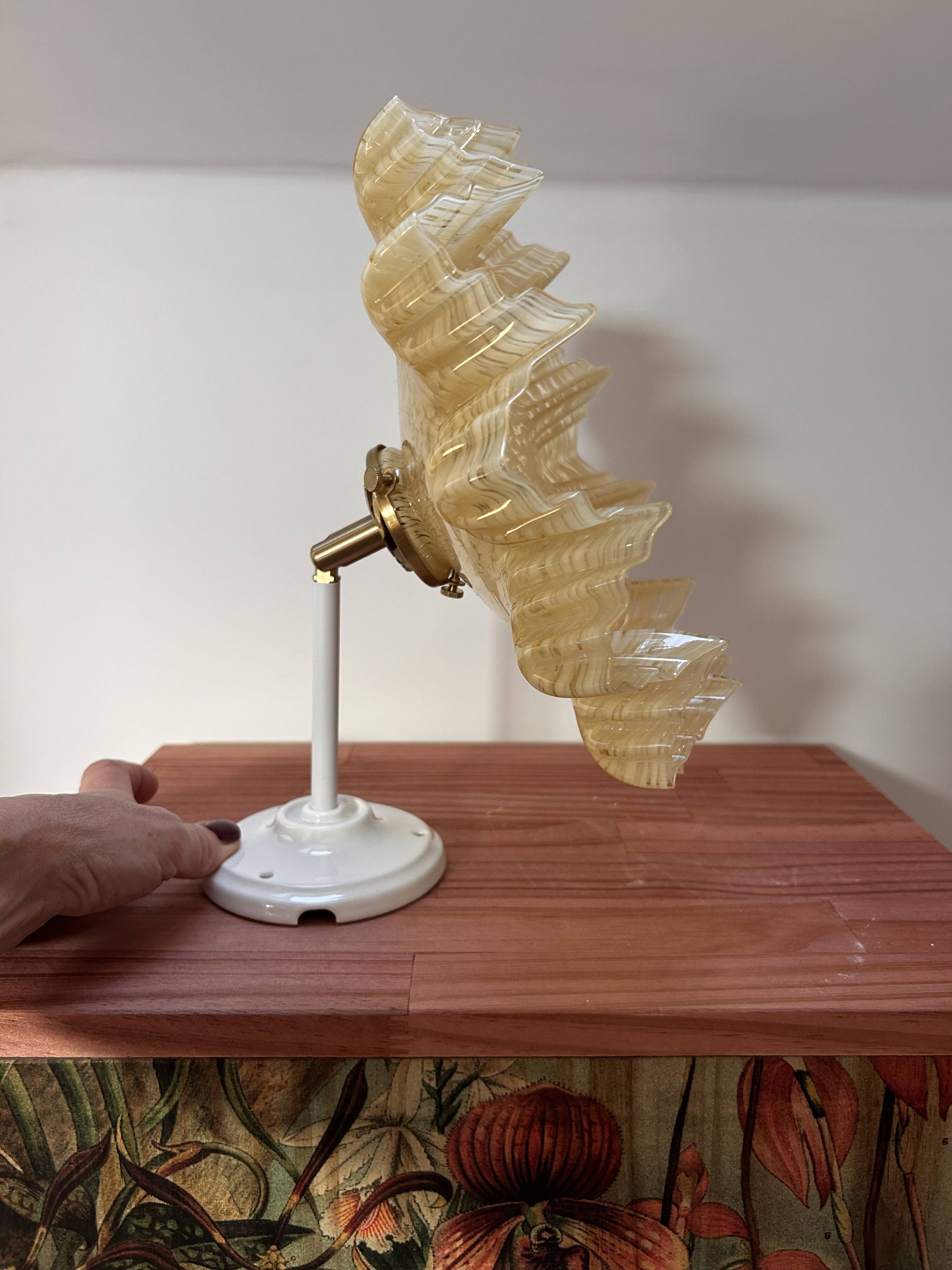 Vintage tilting wall light in gold Clichy glass