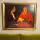 De la Tour, HST reproduction The Newborn gilded frame 20th century