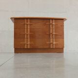 Vintage chest of drawers with bamboo and rattan details
