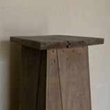 Old neo-classical workshop stool in washed wood h130cm