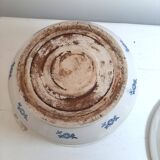 Large soup tureen in Saint Uze earthenware with blue flowers.