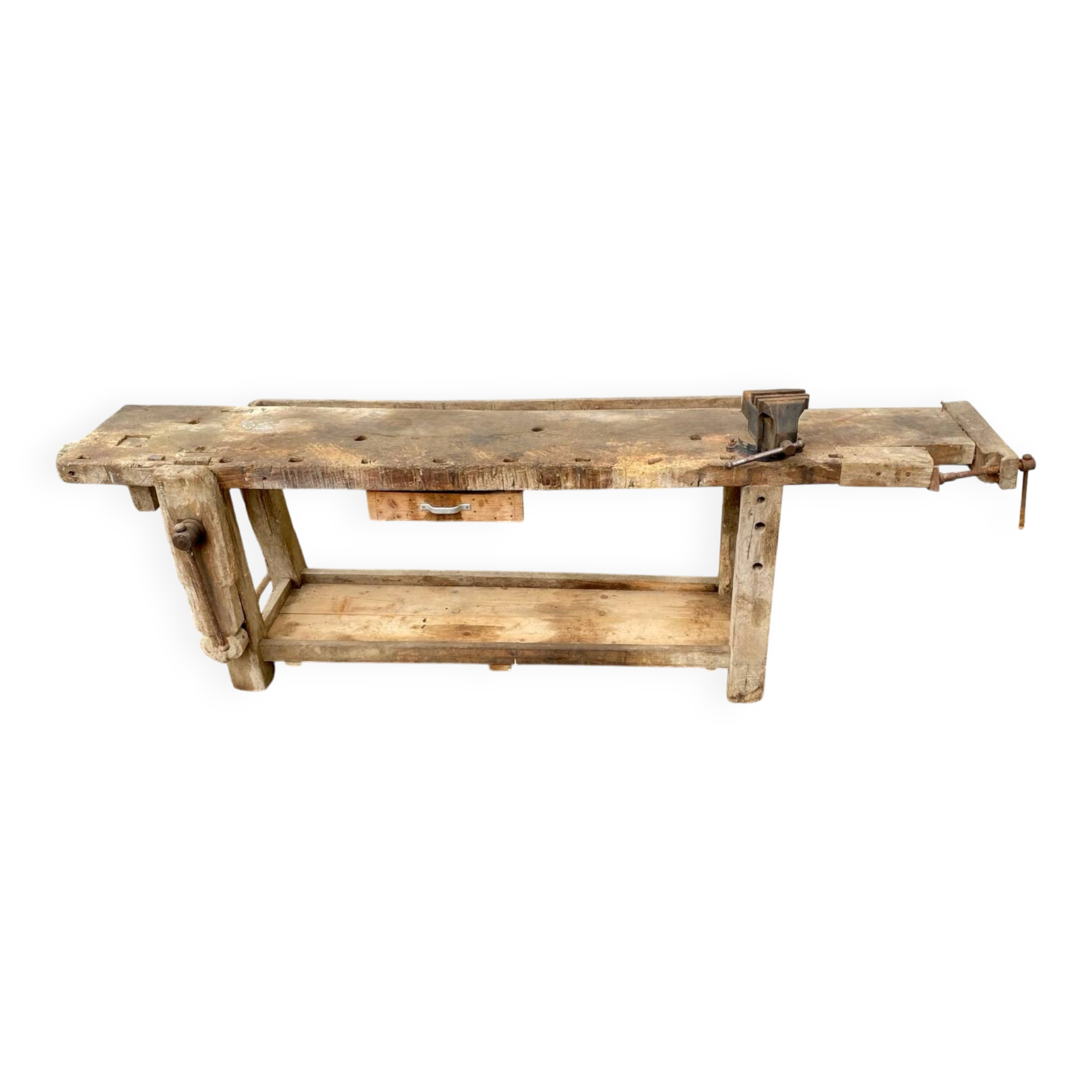 Antique French Carpenter's Workbench in Solid Beech – Early 20th Century