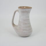 Signed white beige ceramic pitcher