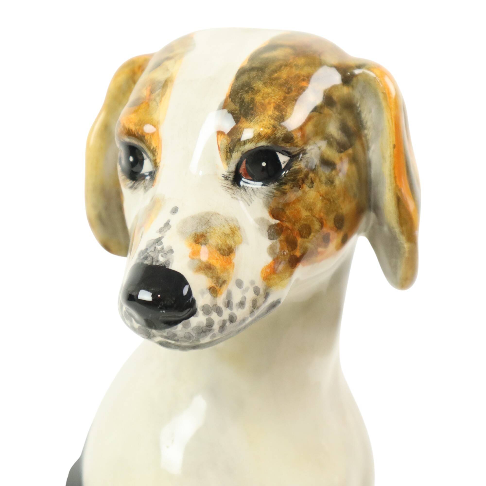 Statue de Chien Vintage Sculpture Craquelé Céramique Italie 31cm