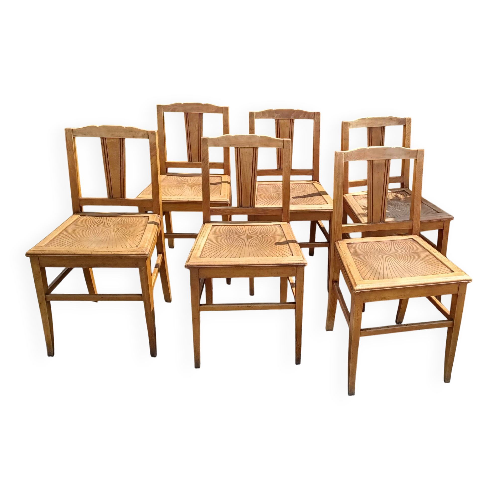 Set of 6 wooden chairs from the 1950s.