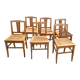 Set of 6 wooden chairs from the 1950s.