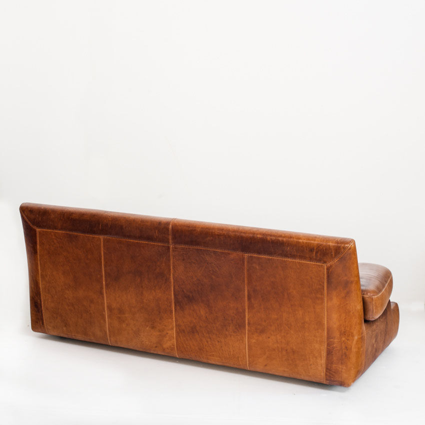 Vintage leather sofa - Convertible into a bed - France, 1990s