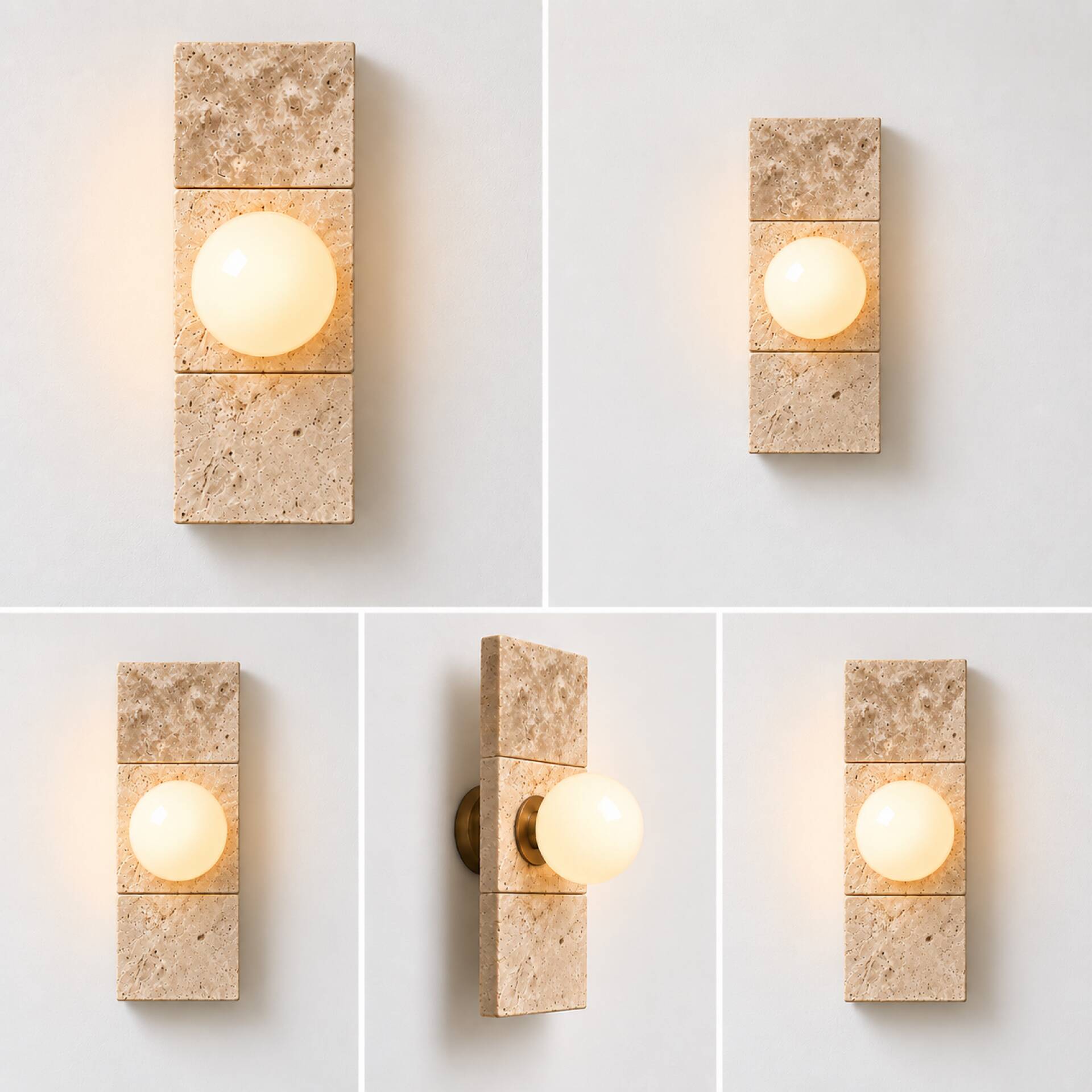 Wall light in travertine