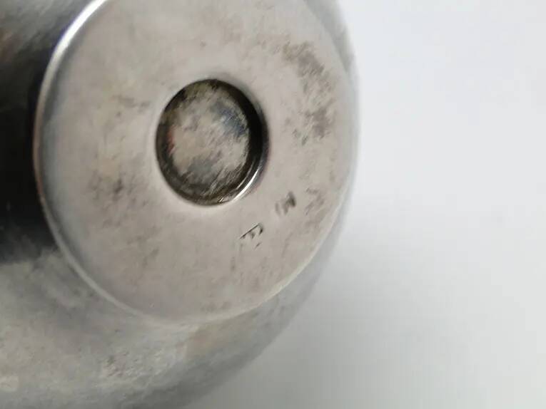 Mid-century modern sugar bowl, silver-plated brass, Poland, 1960s