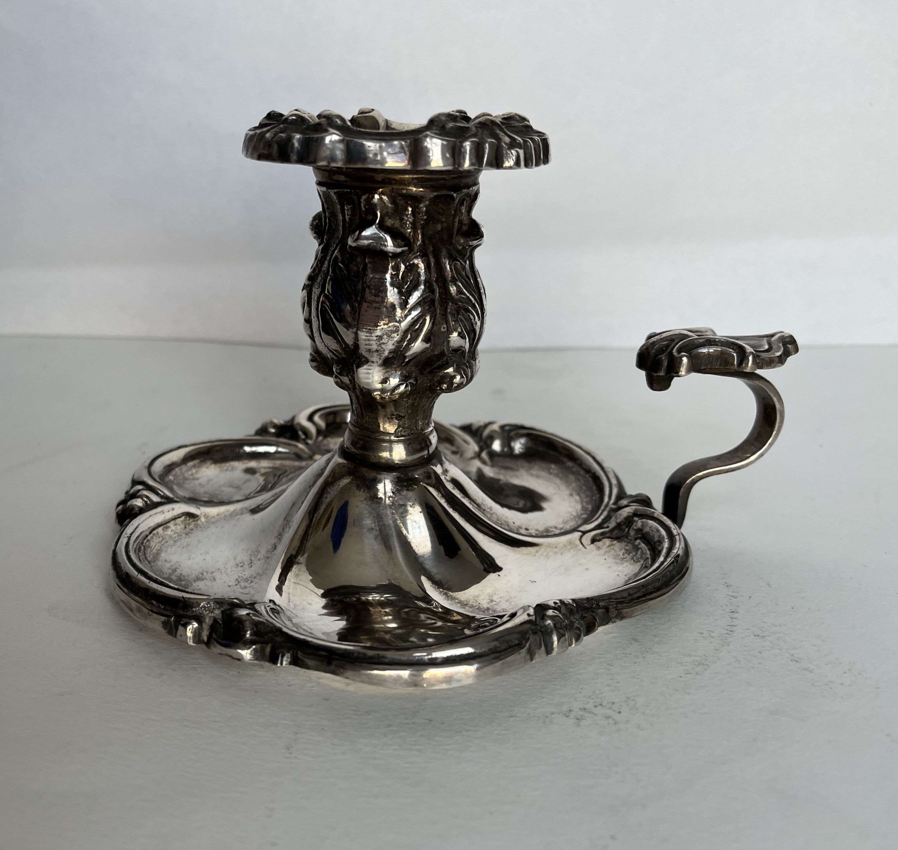 Silver metal candle holder