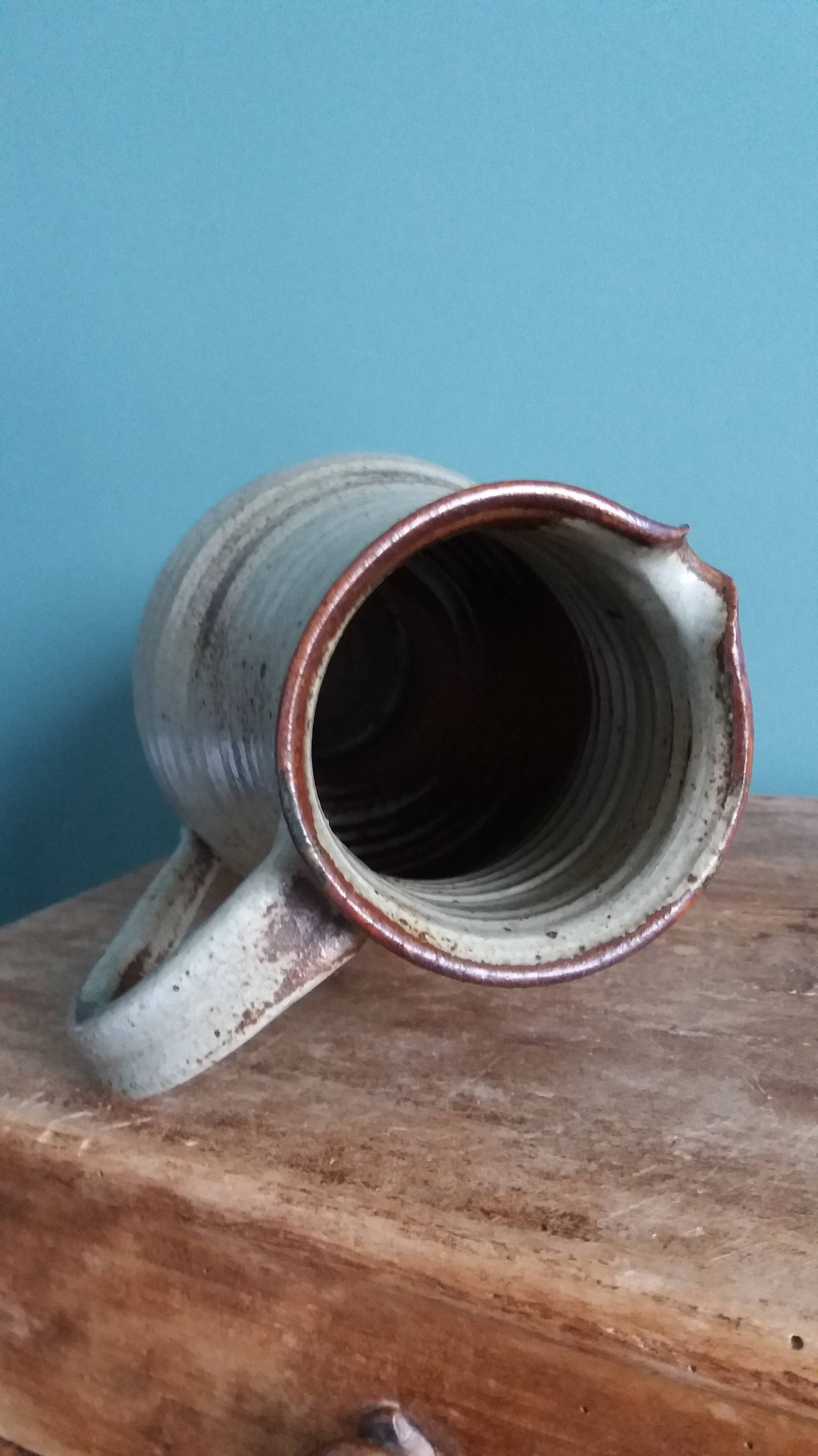 Stoneware pitcher signed Jean Tessier, Atelier Le Cep