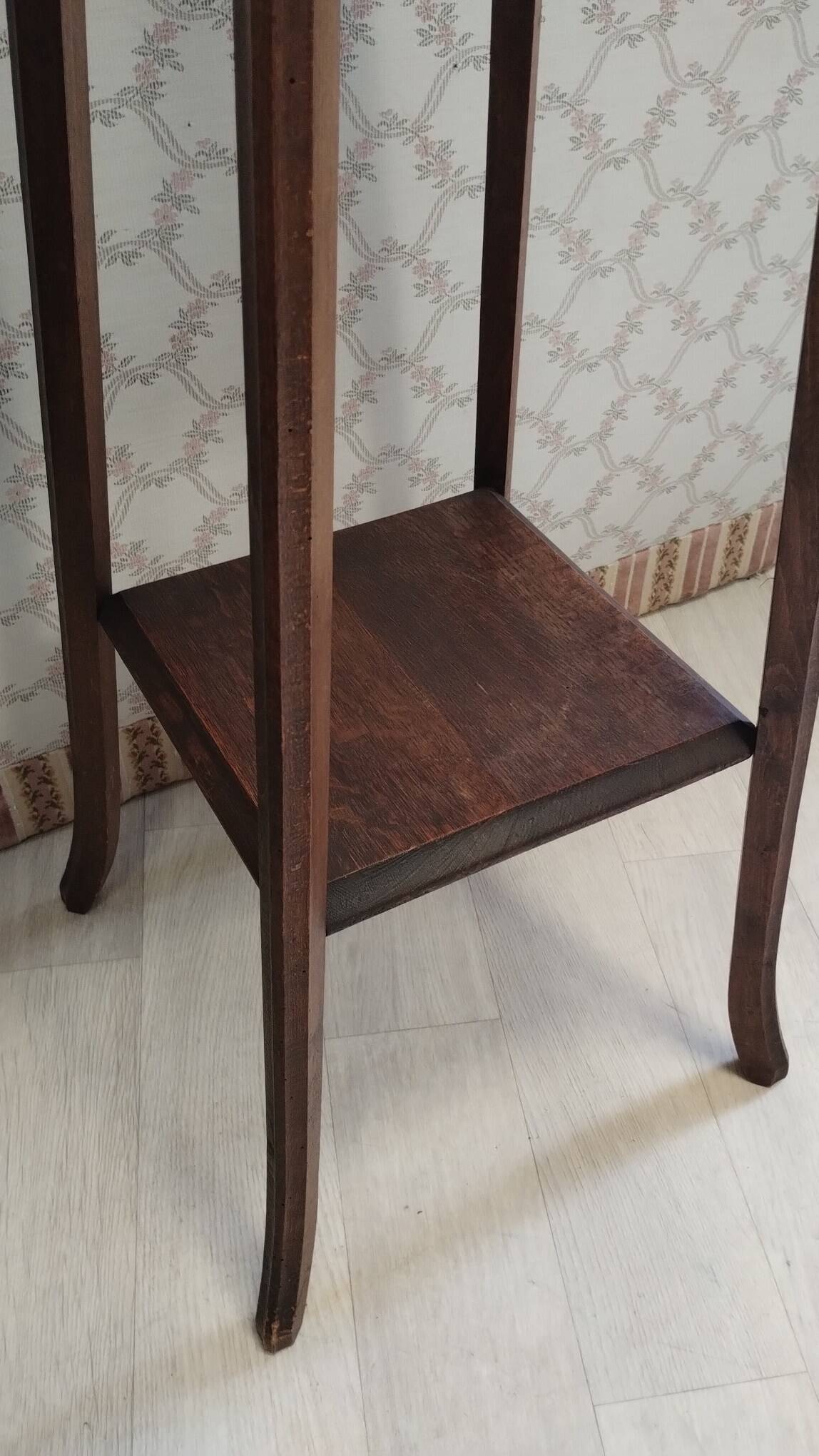 Solid wood side table with marble top