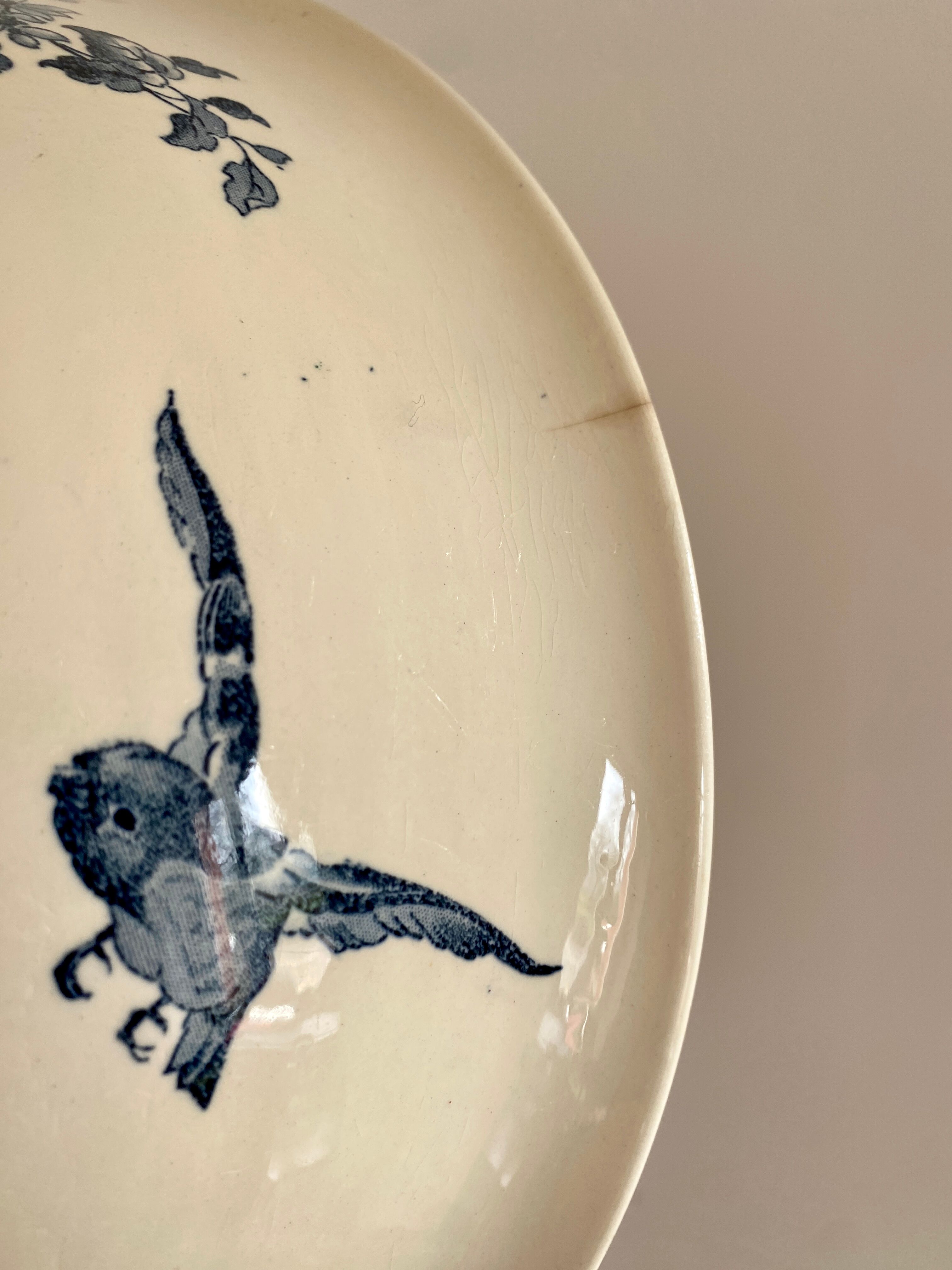 Vintage salad bowl in iron earth, favorite, sarreguemines