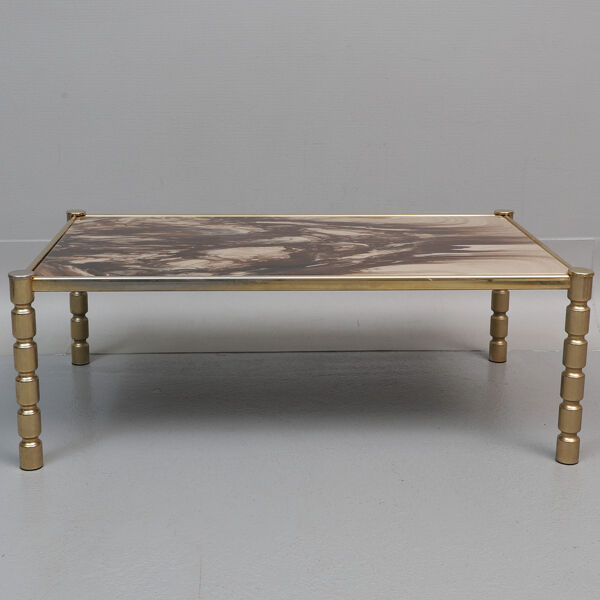 Table basse laiton et marbre