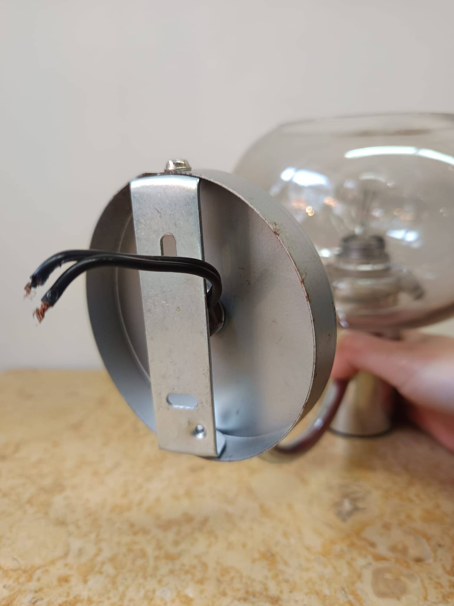 Vintage chrome metal wall light 1970s Sciolari style