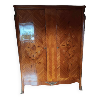 Art deco solid wood wardrobe with marquetry – collector’s item