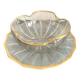 Daum Nancy Crystal cup and tray service, Ducal model, gold combed