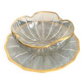 Daum Nancy Crystal cup and tray service, Ducal model, gold combed