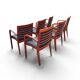 6 contemporary bridge chairs in mahogany wood and black leather