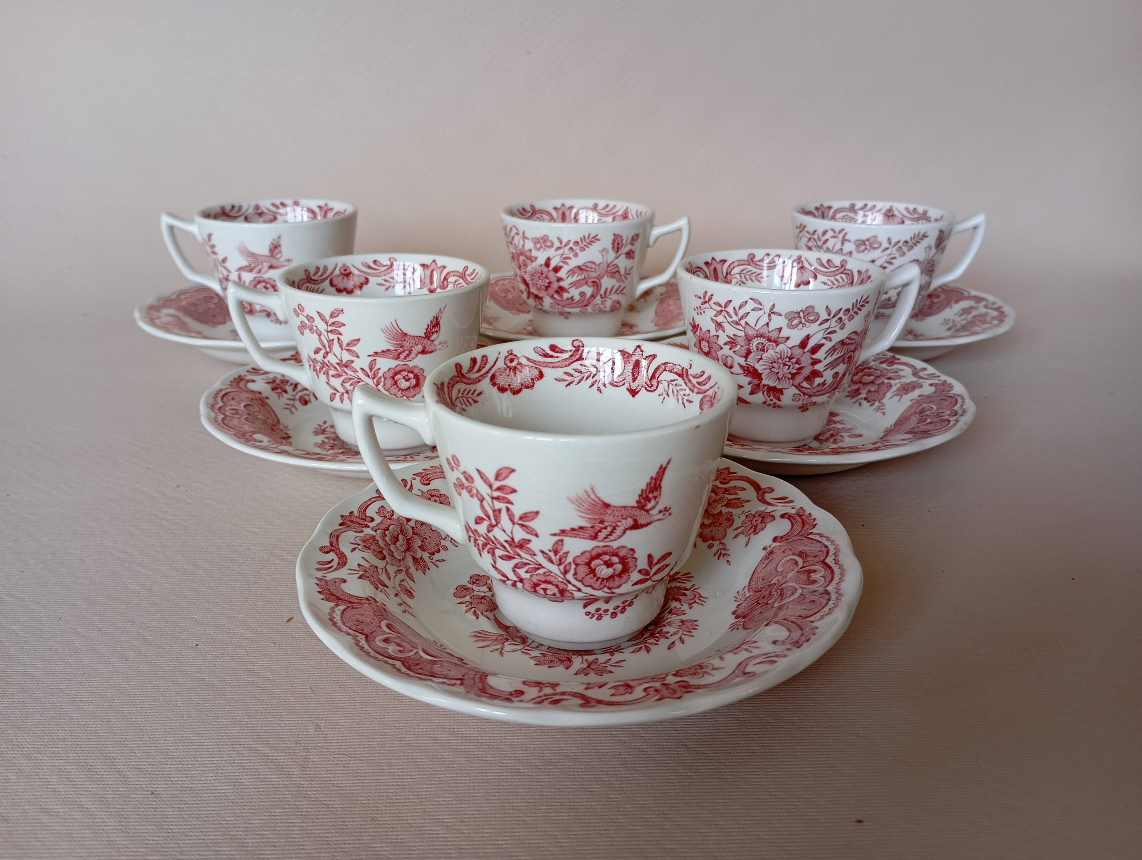 English mocha cups "Windsor" pink Ridgway (Staffordshire)