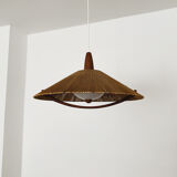 Raffia bast and teak pendant lamp by Temde
