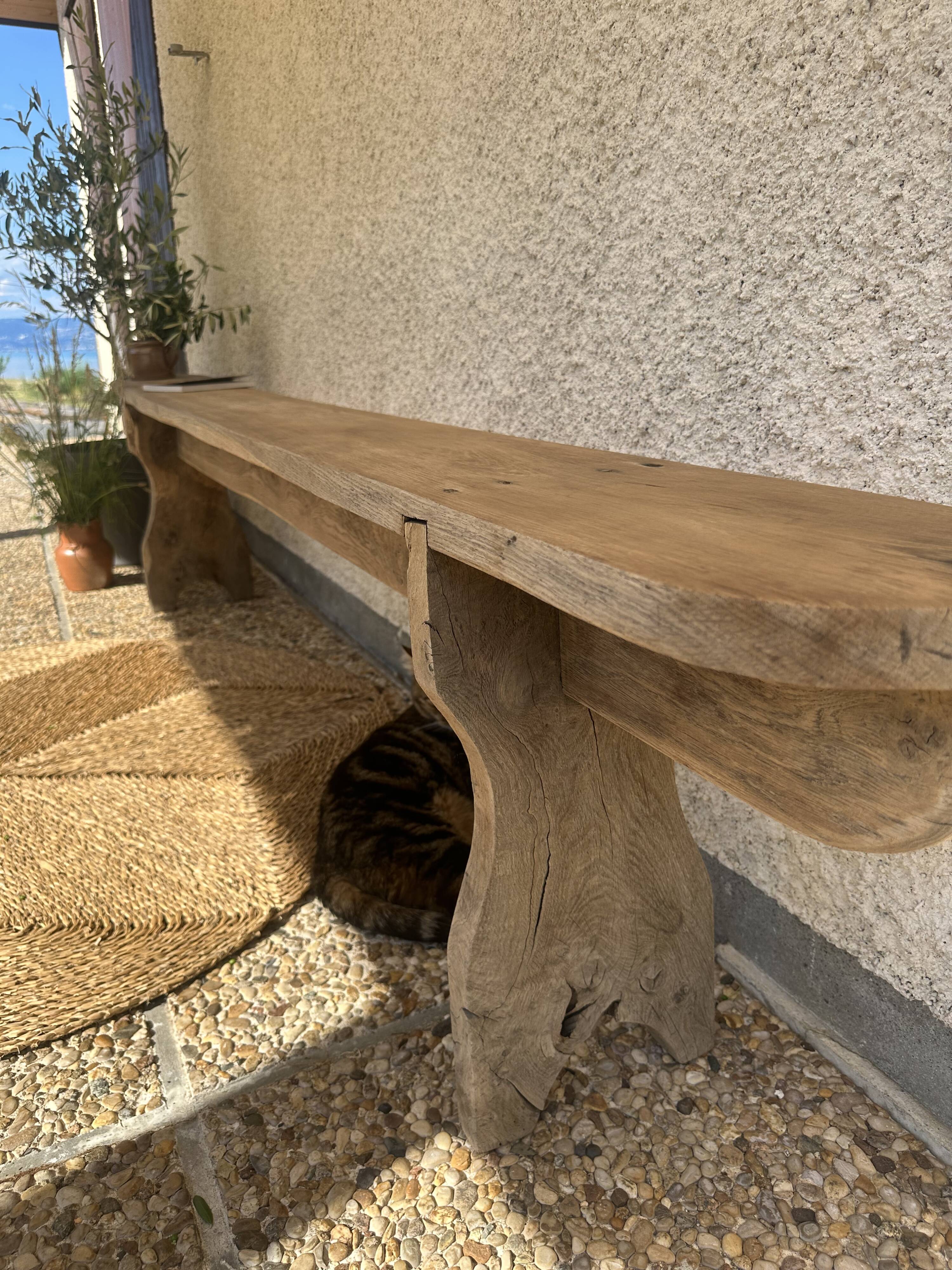 Old oak farmhouse bench measuring 230 cm