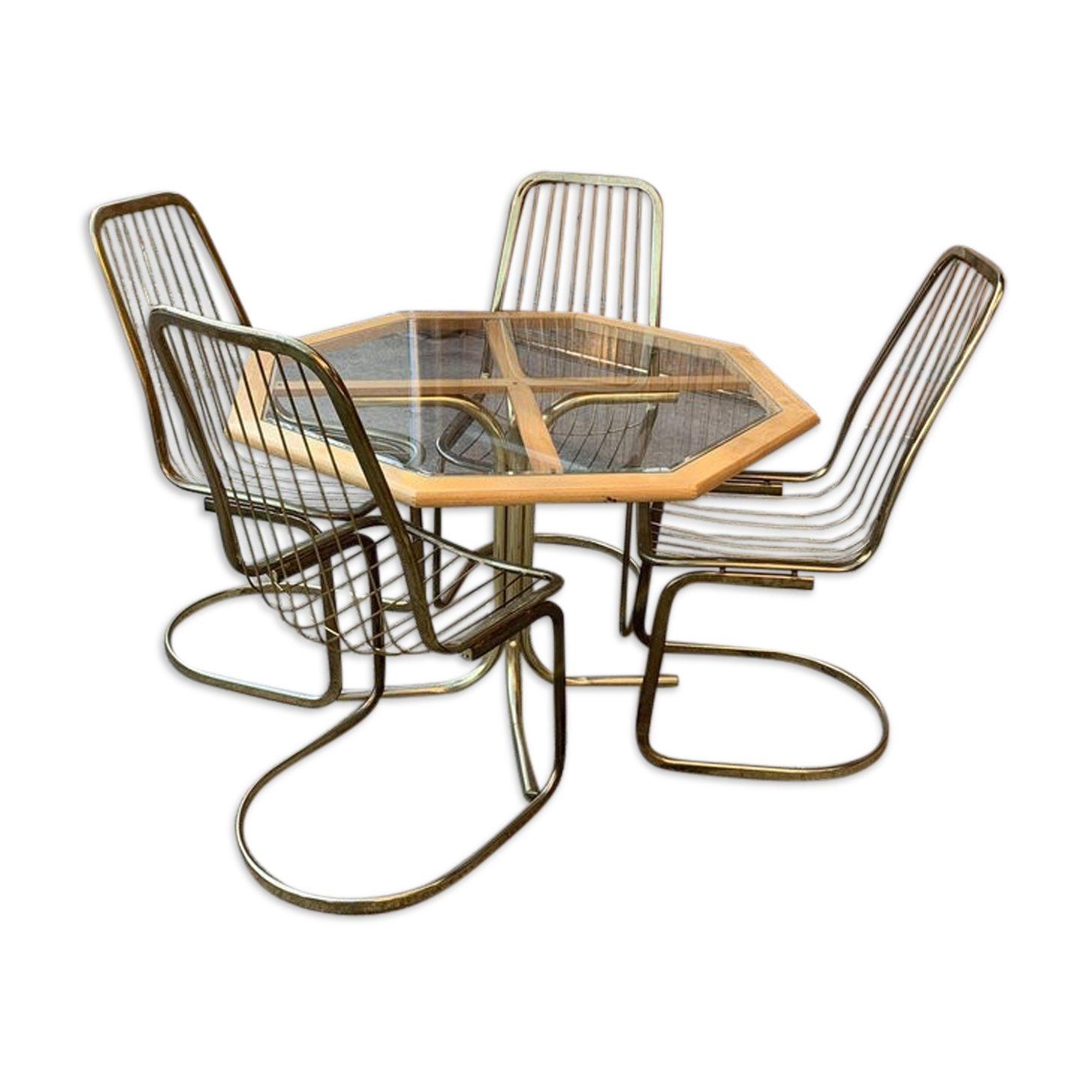 Vintage dining table and chairs, set of 5