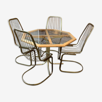 Vintage dining table and chairs, set of 5