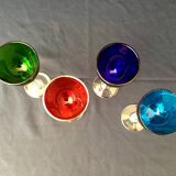 Set of 4 colored dropping or liqueur glasses in st-louis crystal grand lieu model