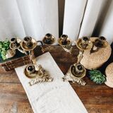 Duo of antique bronze chandeliers