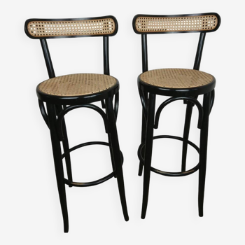 Black cane bar stools