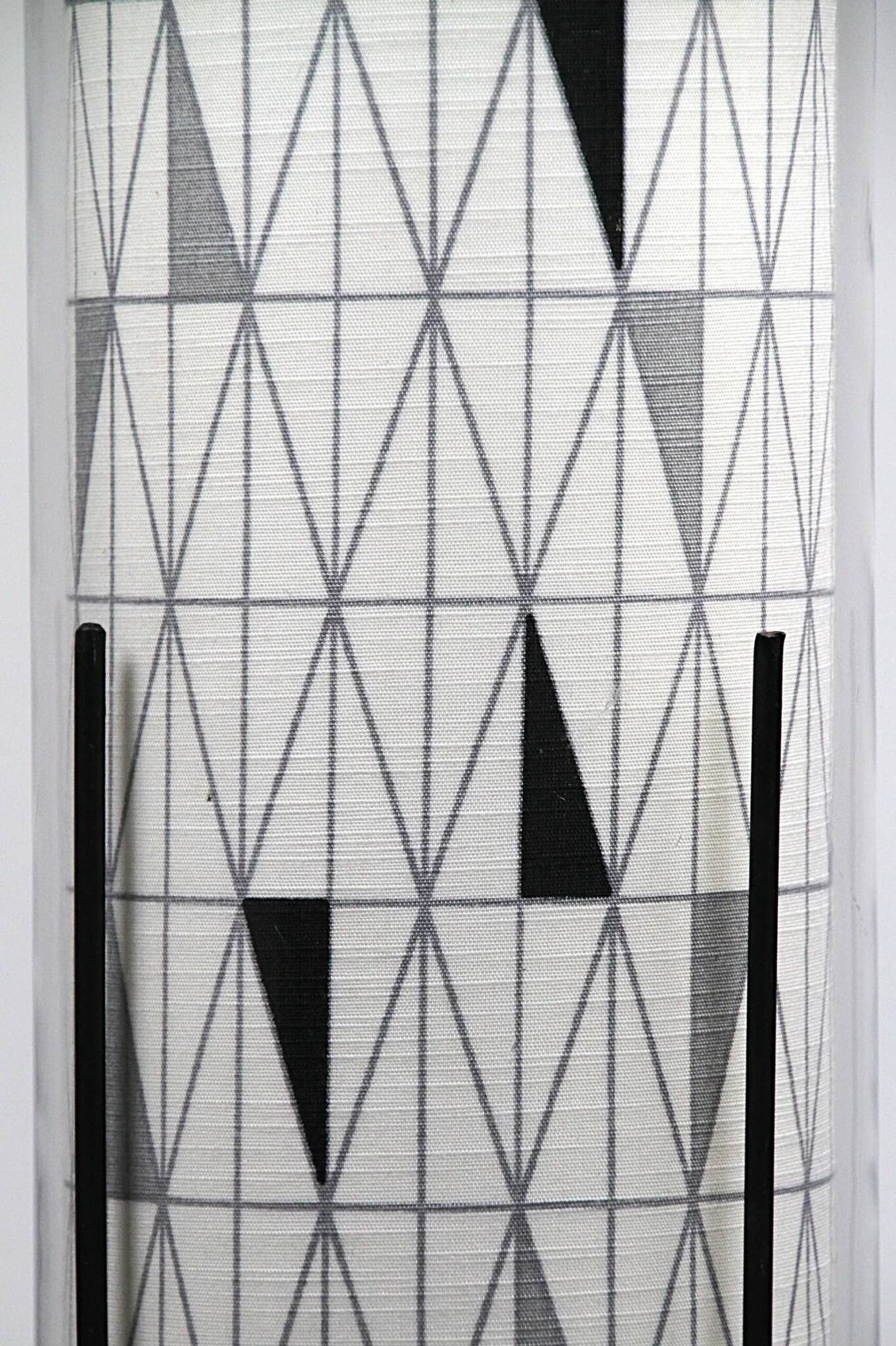 Floor Lamp with Sven Markelius “Pythagoras” Fabric Shade — Nordiska Kompaniet (attr.), Sweden, circa 1955–1960