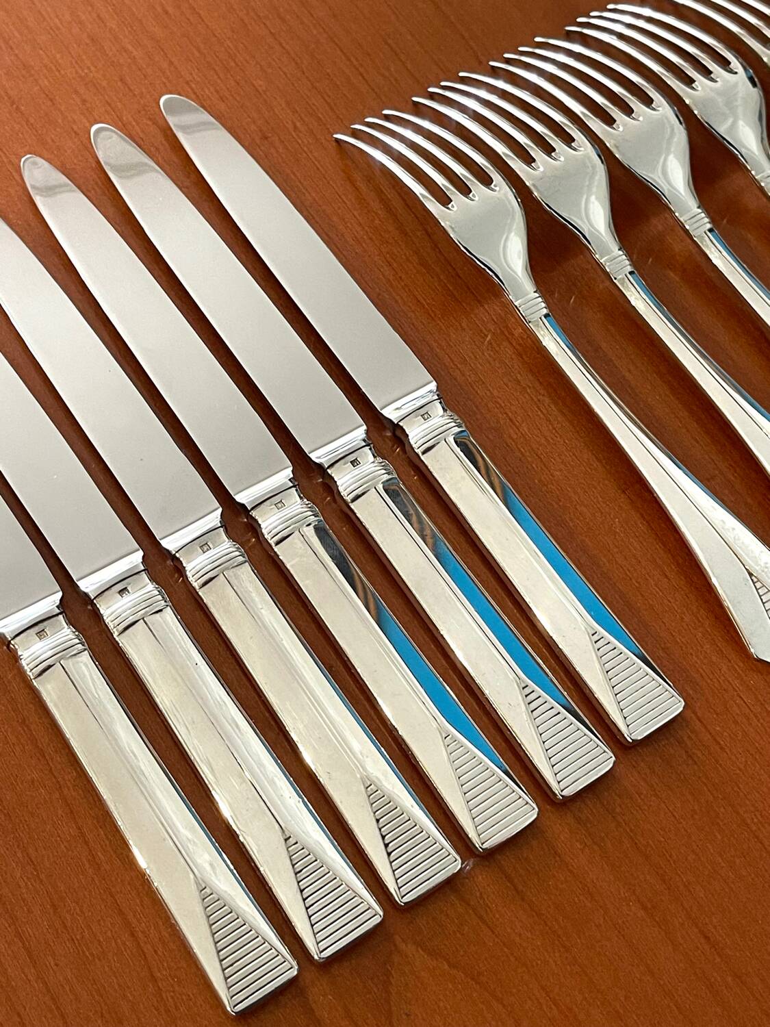 Christofle Atlantide, cutlery for entremet, dessert, cheese. Art Deco