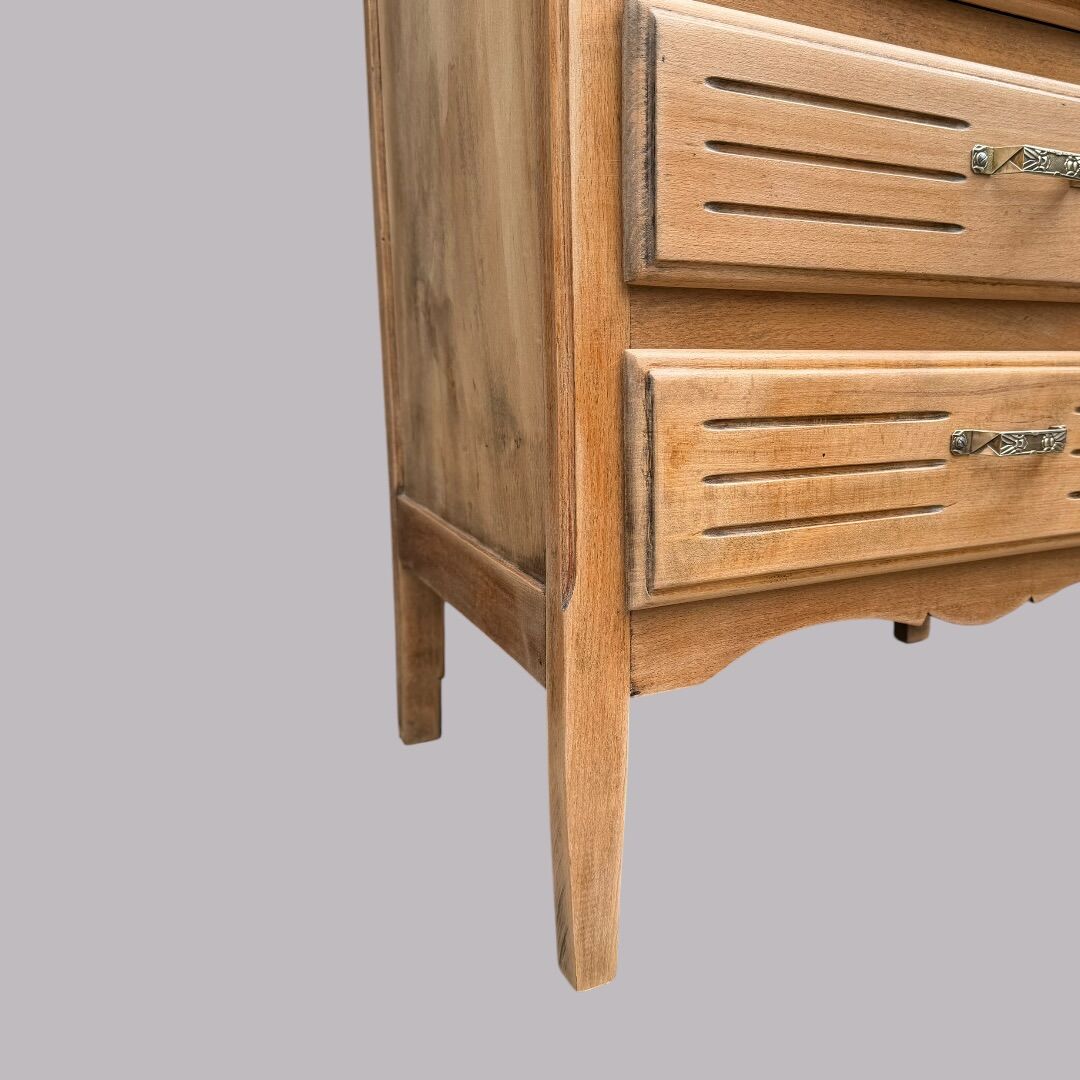 Art Deco glass-fronted Parisian buffet in raw wood