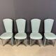 Postmodern green leather dining chairs, 1980s