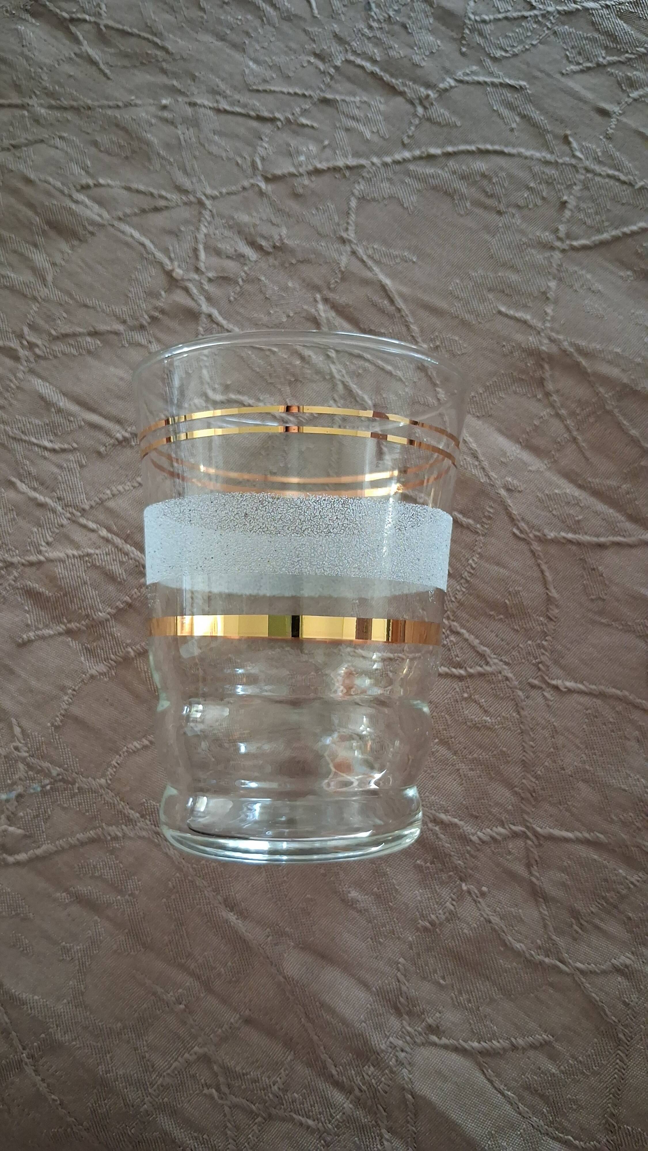 jug and glasses from the 1950s, frosted glasses