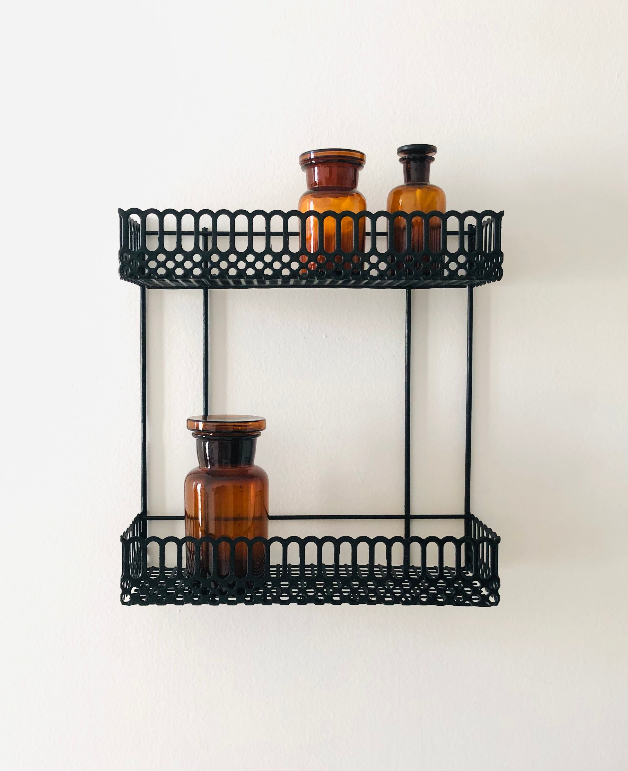 Vintage black metal wall shelf