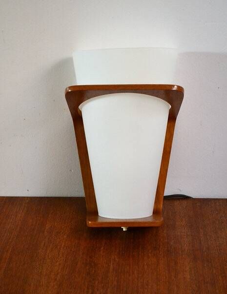 Louis Kalff NX 41 wall lamp opaline teak