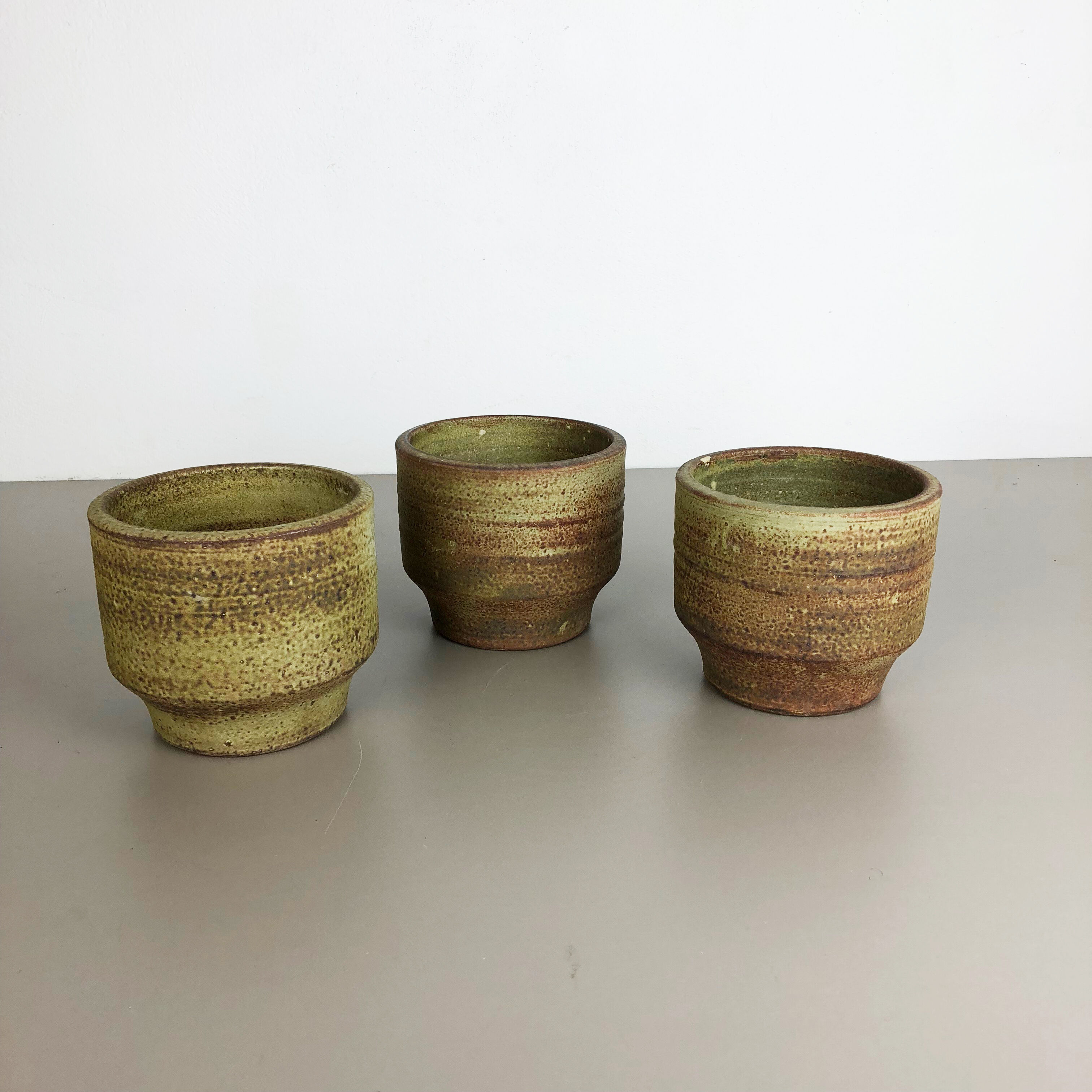 Set of 3 ceramic studio pottery vases by Piet Knepper for Mobach Netherlands 1970