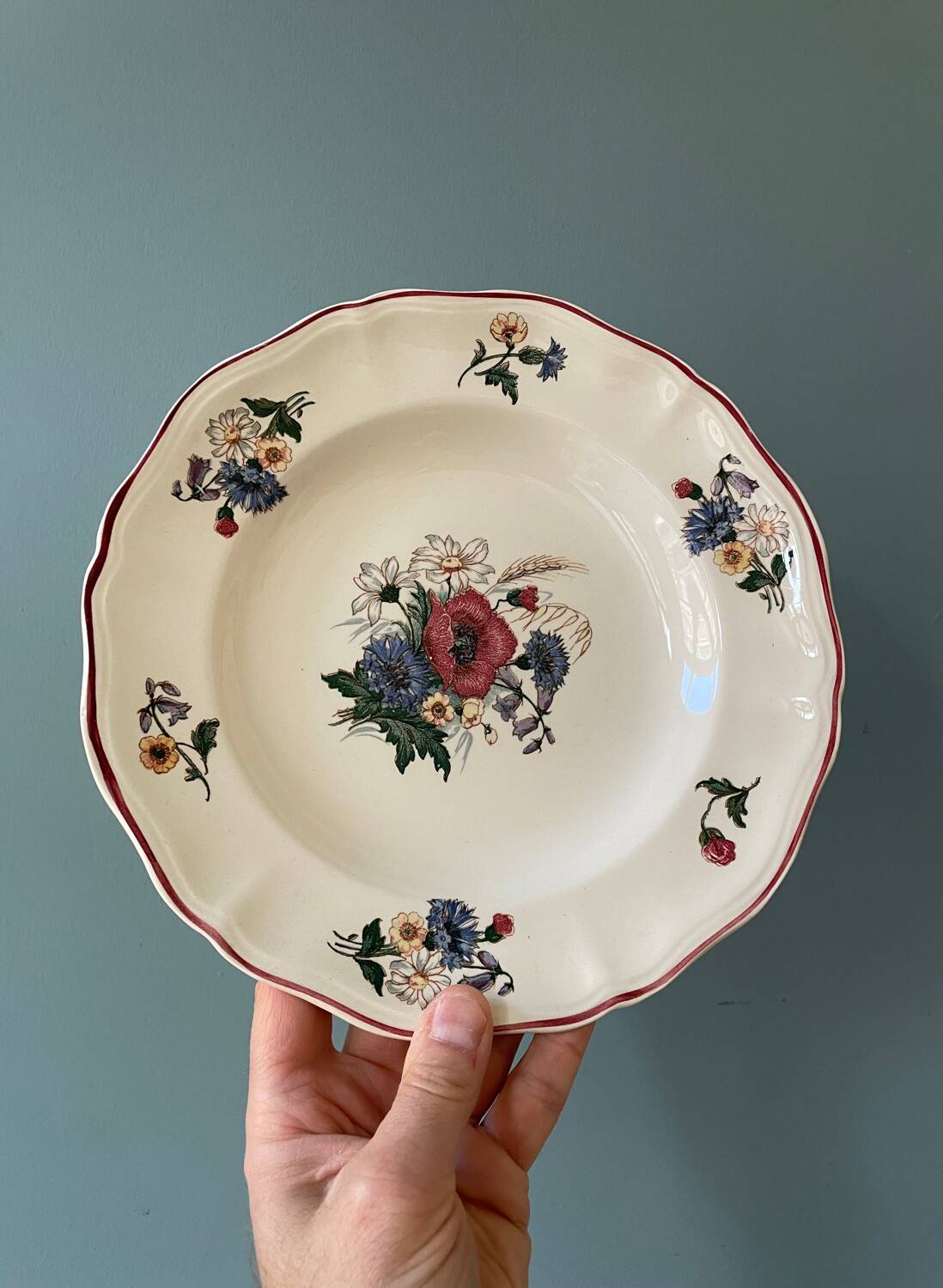 Series of 12 Sarreguemines France soup plates, Agreste collection