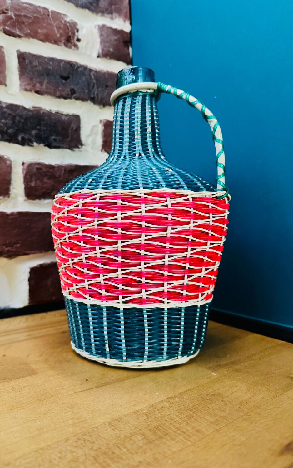 Demijohn scoubidou vintage