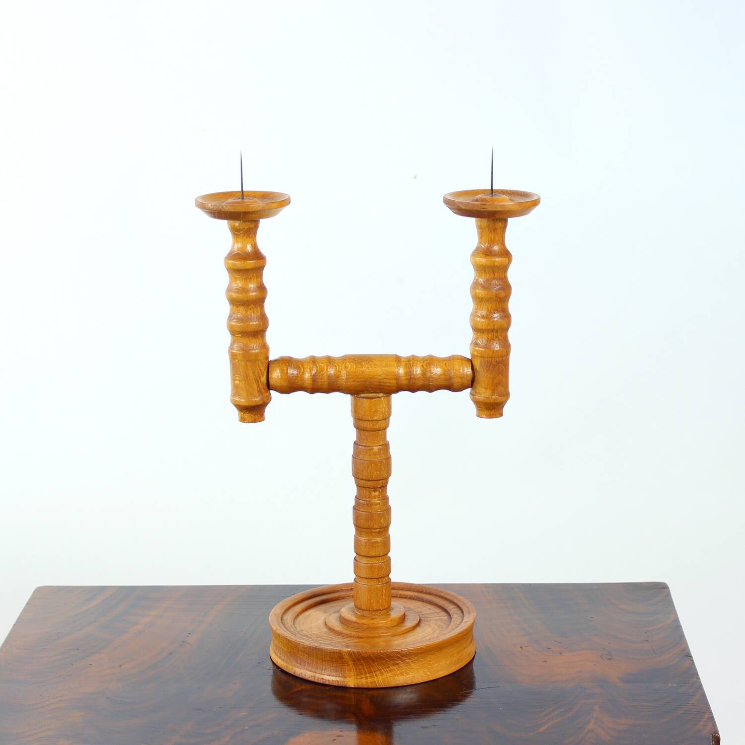 Mid-century wooden candle holder, Czechoslovakia, 1950s