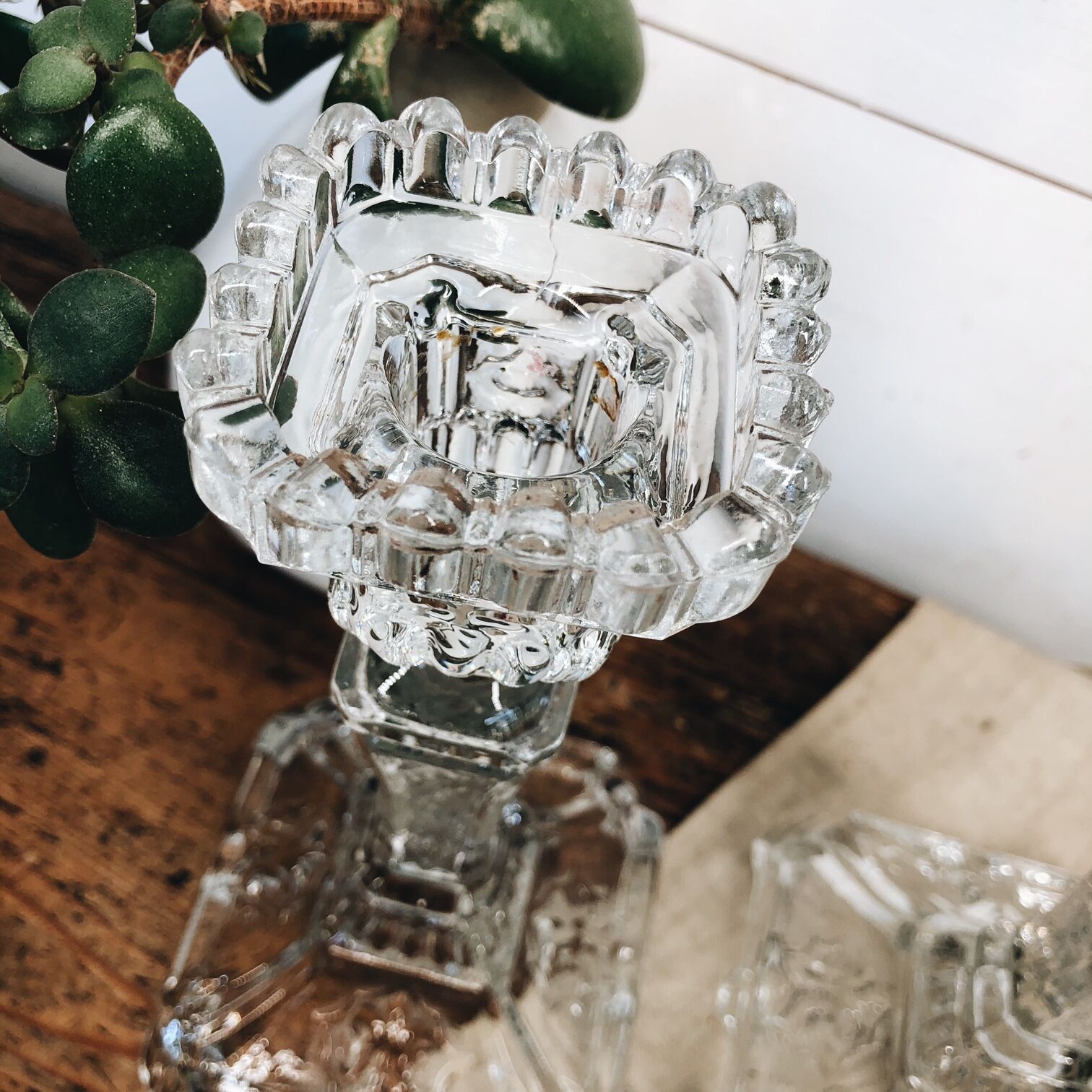 Duo de bougeoirs en verre